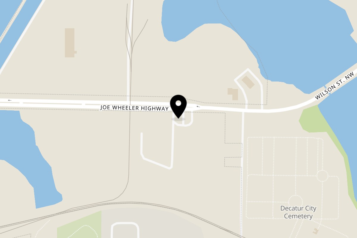 Map showing the location of Scruggs BBQ on 1315 AL-20 in Decatur